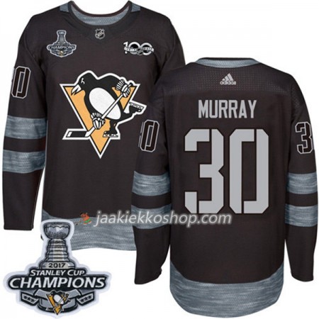 Miehille NHL Pittsburgh Penguins Pelipaita Matt Murray 30 1917-2017 100th Anniversary Adidas Musta 2017 Stanley Cup Champions Authentic